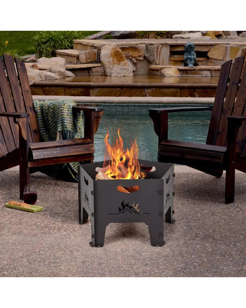19 Inches Collapsible Portable Plug Fire Pit with Storage Bag - Black - Fire Pits