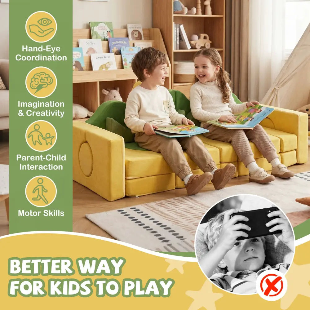 19 Pieces Modular Kids Play Couch for Inspiring Creativity - Kids Chairs & Seating