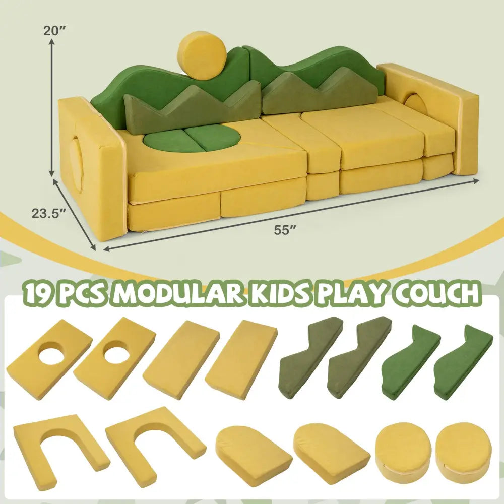 19 Pieces Modular Kids Play Couch for Inspiring Creativity - Kids Chairs & Seating