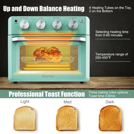 19 Qt Dehydrate Convection Air Fryer Toaster Oven with 5 Accessories - Green - Oasis Home Essentials