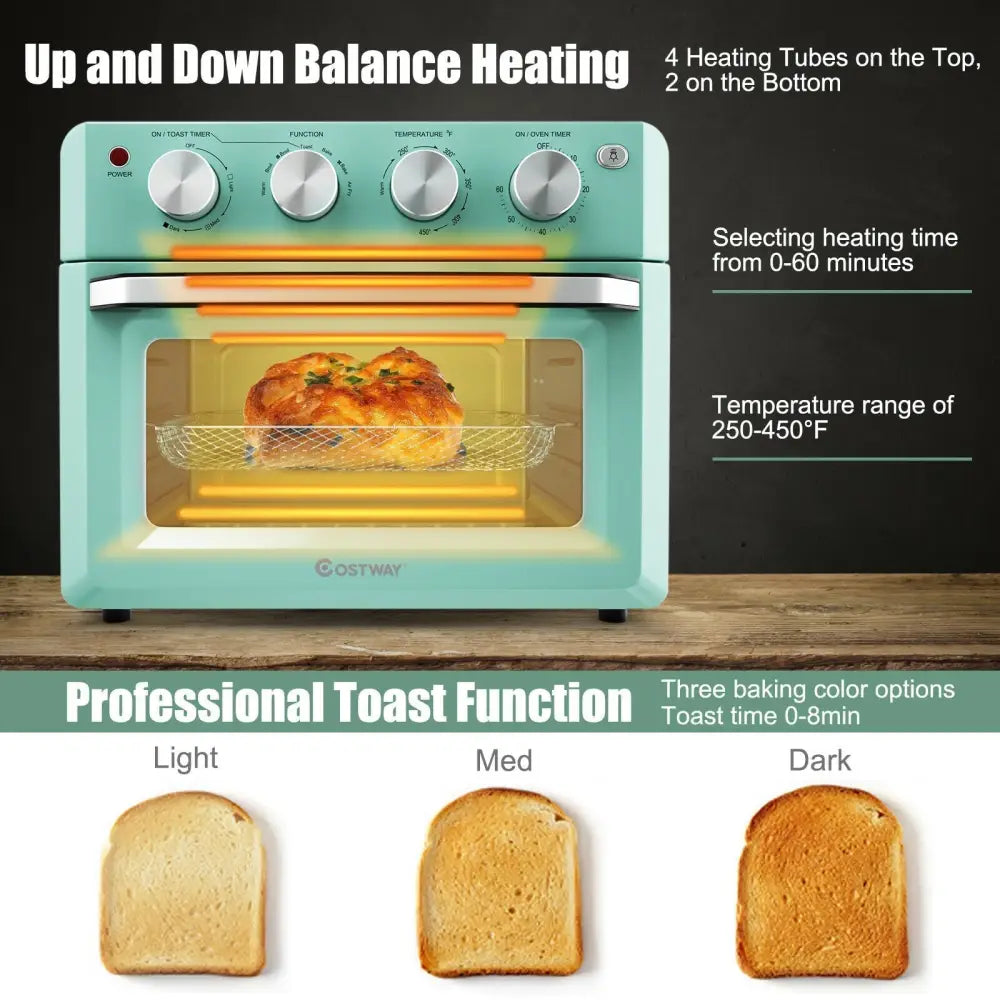 19 Qt Dehydrate Convection Air Fryer Toaster Oven with 5 Accessories - Green - Oasis Home Essentials