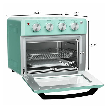 19 Qt Dehydrate Convection Air Fryer Toaster Oven with 5 Accessories - Green - Oasis Home Essentials