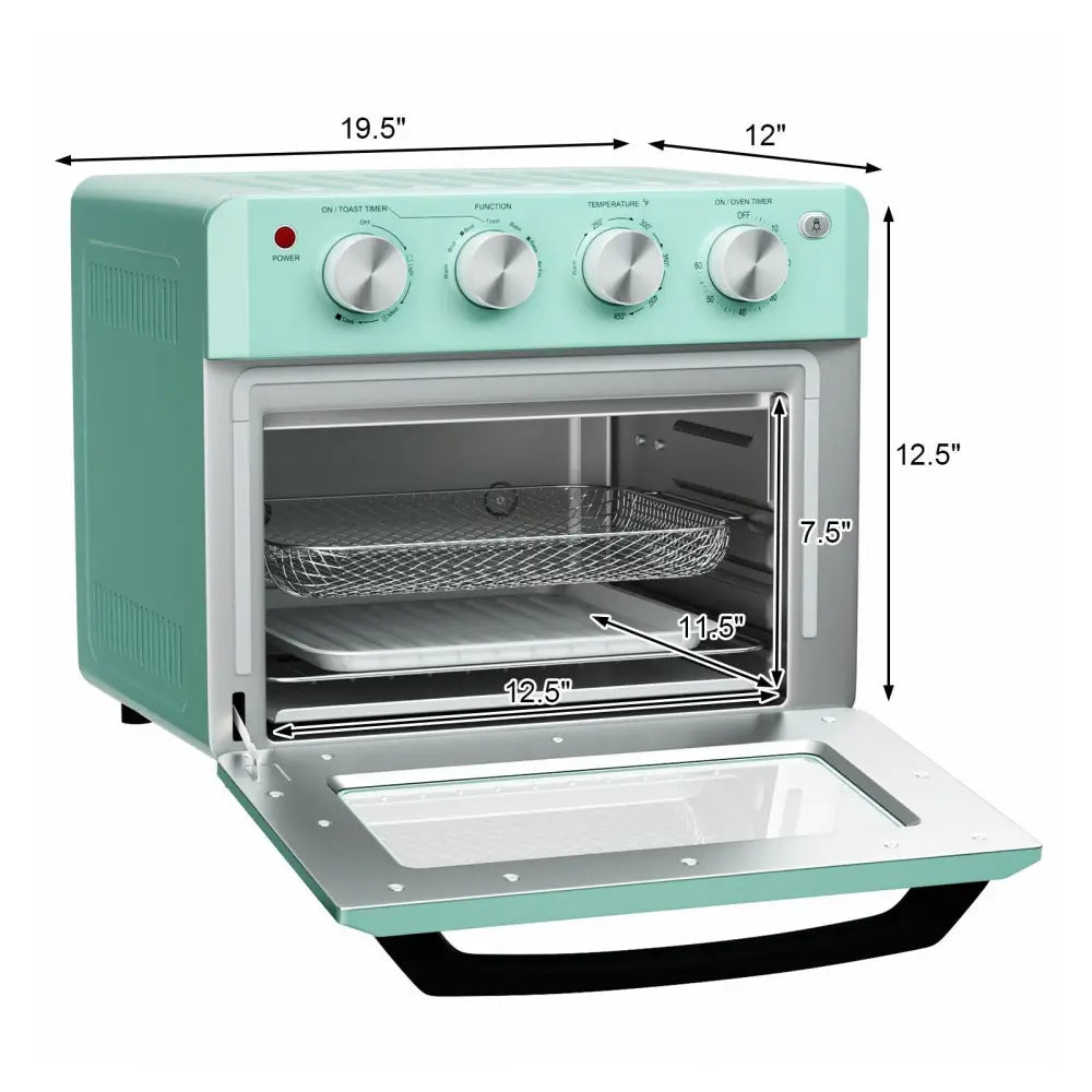 19 Qt Dehydrate Convection Air Fryer Toaster Oven with 5 Accessories - Green - Oasis Home Essentials