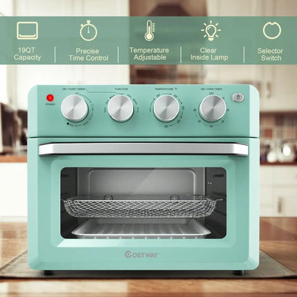 19 Qt Dehydrate Convection Air Fryer Toaster Oven with 5 Accessories - Green - Oasis Home Essentials