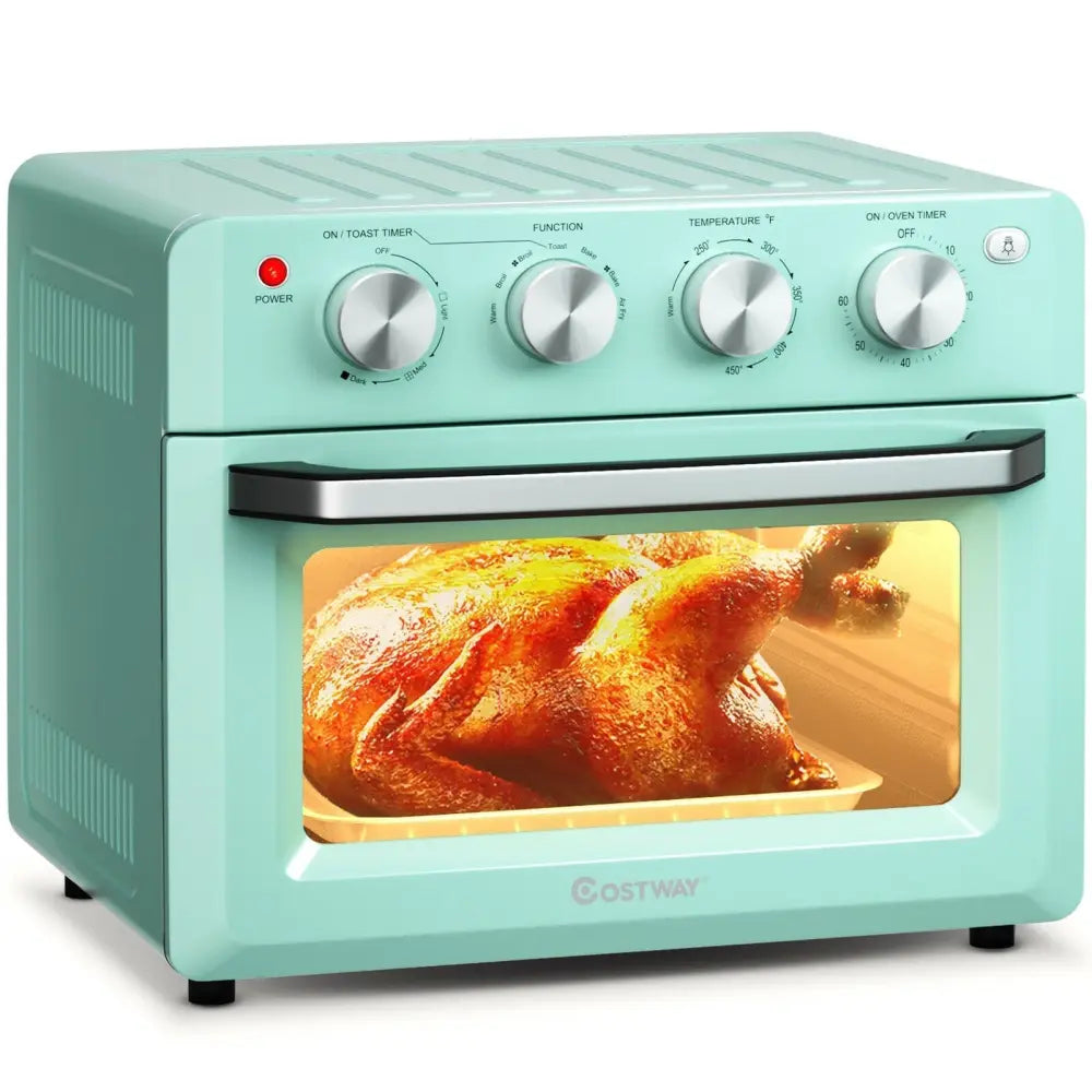 19 Qt Dehydrate Convection Air Fryer Toaster Oven with 5 Accessories - Green - Oasis Home Essentials