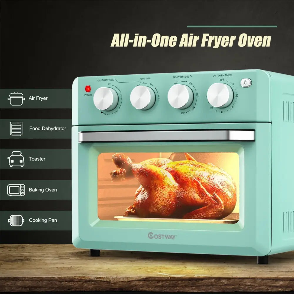 19 Qt Dehydrate Convection Air Fryer Toaster Oven with 5 Accessories - Green - Oasis Home Essentials