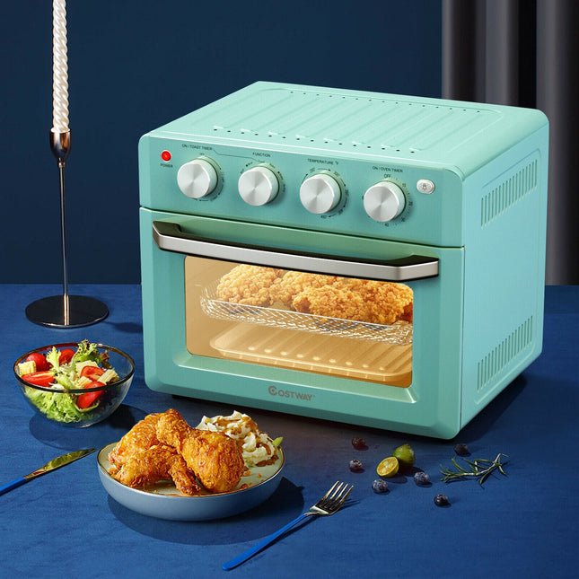 19 Qt Dehydrate Convection Air Fryer Toaster Oven with 5 Accessories - Green - Oasis Home Essentials