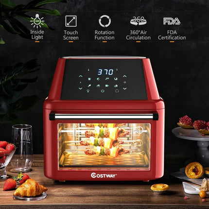 19 qt Multi - functional Air Fryer Oven 1800 W Dehydrator Rotisserie - Red - Oasis Home Essentials