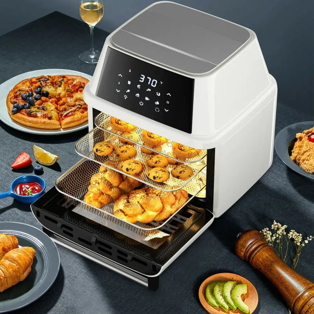 19 qt Multi - functional Air Fryer Oven 1800 W Dehydrator Rotisserie - White - Oasis Home Essentials