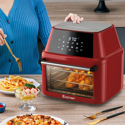 19 qt Multi - functional Air Fryer Oven 1800 W Dehydrator Rotisserie - Red - Oasis Home Essentials