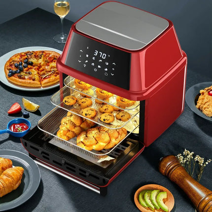 19 qt Multi - functional Air Fryer Oven 1800 W Dehydrator Rotisserie - Red - Oasis Home Essentials