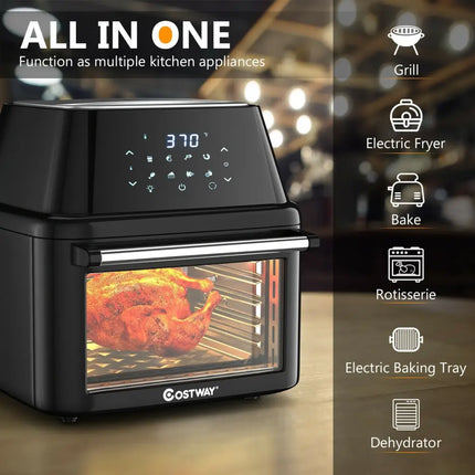 19 qt Multi - functional Air Fryer Oven 1800 W Dehydrator Rotisserie - Black - Oasis Home Essentials