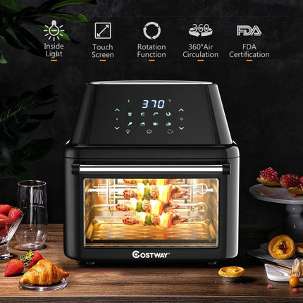 19 qt Multi - functional Air Fryer Oven 1800 W Dehydrator Rotisserie - Black - Oasis Home Essentials