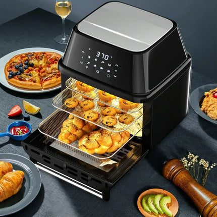 19 qt Multi - functional Air Fryer Oven 1800 W Dehydrator Rotisserie - Black - Oasis Home Essentials