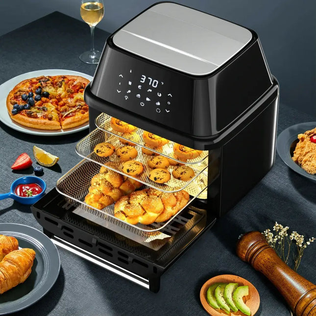 19 qt Multi - functional Air Fryer Oven 1800 W Dehydrator Rotisserie - Black - Oasis Home Essentials