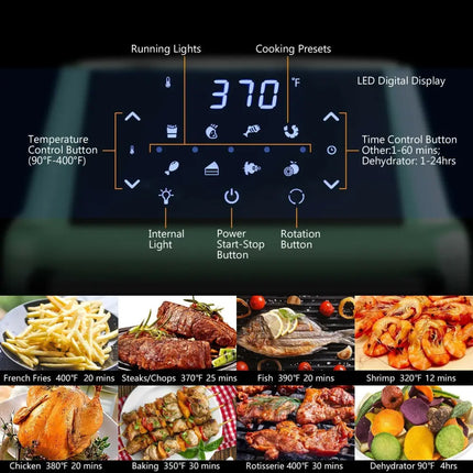 19 qt Multi - functional Air Fryer Oven 1800 W Dehydrator Rotisserie - Green - Oasis Home Essentials