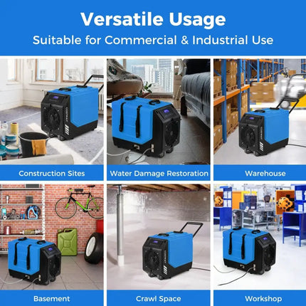 190 PPD Commercial Dehumidifier with Pump and 2 Wheels-Blue Costway