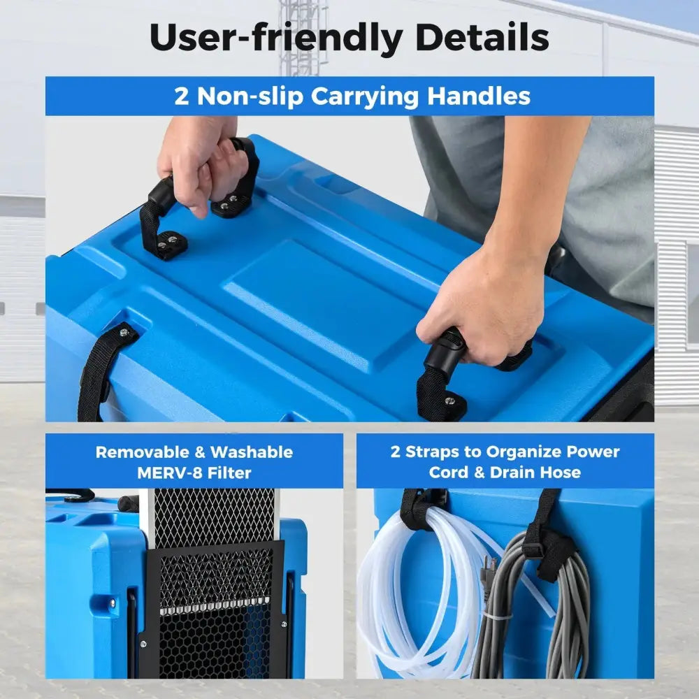 190 PPD Commercial Dehumidifier with Pump and 2 Wheels-Blue Costway