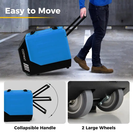 190 PPD Commercial Dehumidifier with Pump and 2 Wheels-Blue Costway