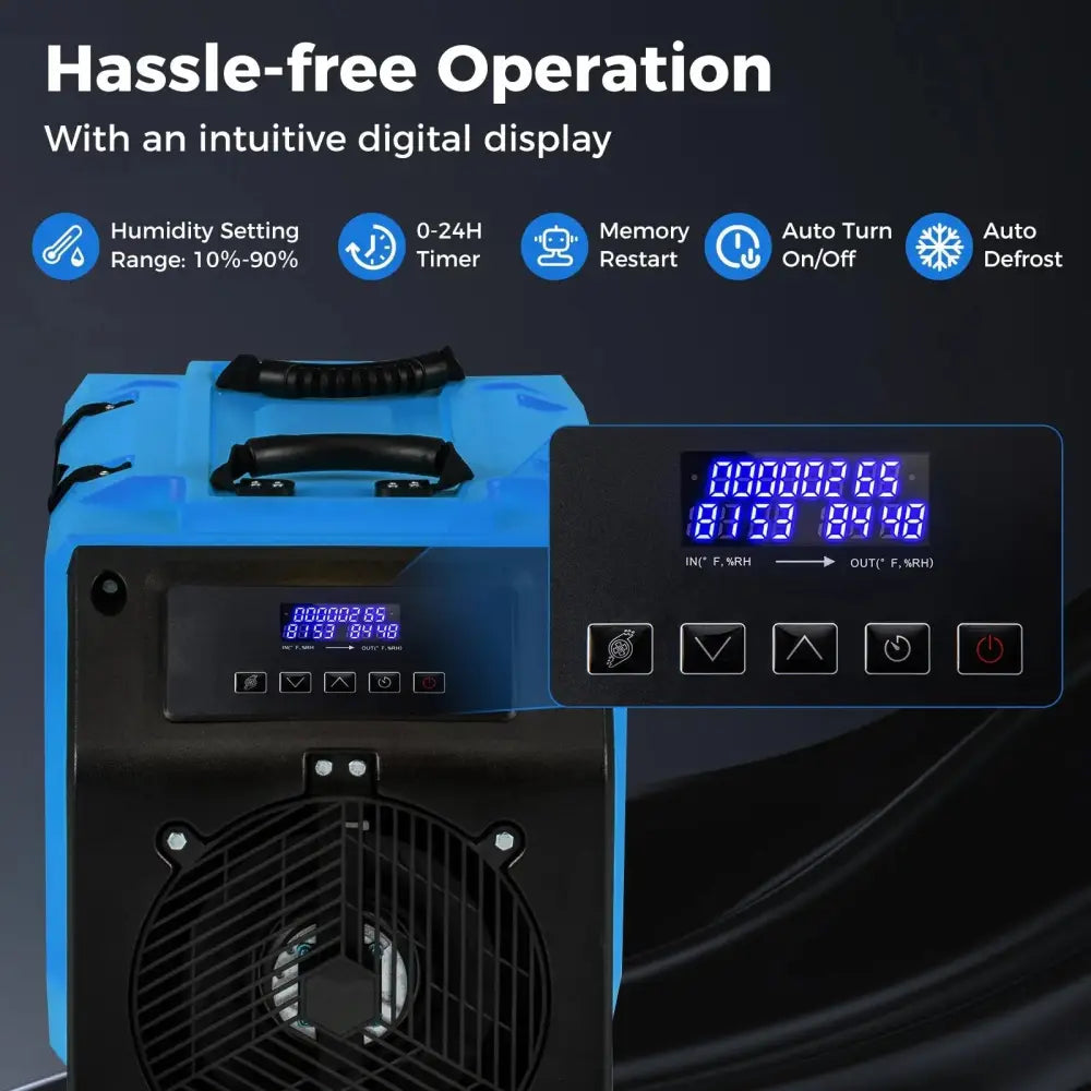 190 PPD Commercial Dehumidifier with Pump and 2 Wheels-Blue Costway