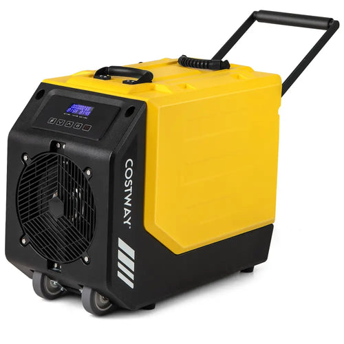 190 PPD Commercial Dehumidifier with Pump and 2 Wheels-Yellow - Yellow - Dehumidifiers