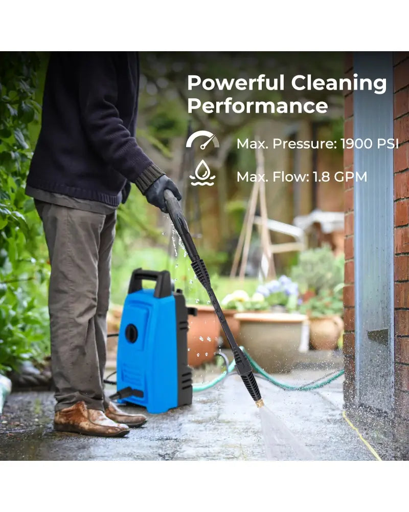 1900 PSI 1.8 GPM Electric Pressure Washer with 4 Quick Connect Nozzles-Blue - Blue - Pressure Washers
