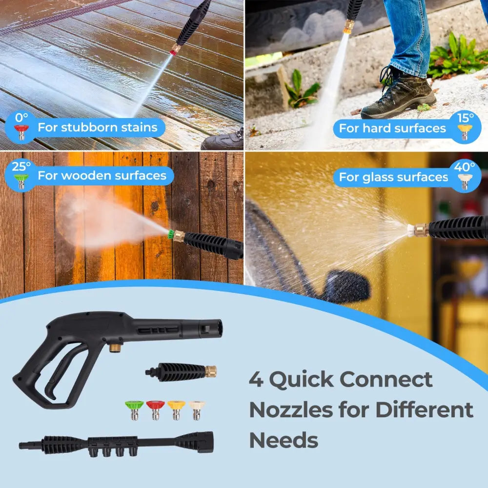1900 PSI 1.8 GPM Electric Pressure Washer with 4 Quick Connect Nozzles-Blue - Blue - Pressure Washers