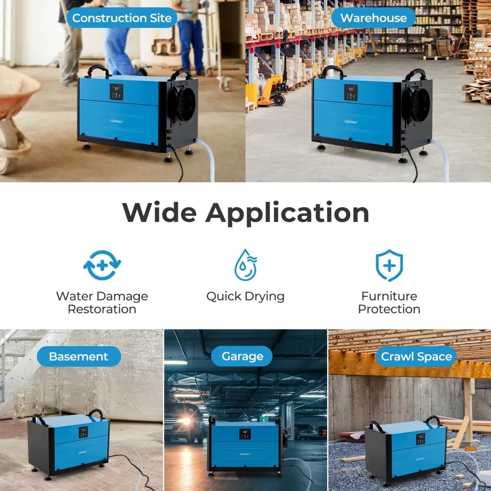 192 Pint Crawl Space Dehumidifier with 3 Modes and 24H Timer-Blue - Blue - Dehumidifiers