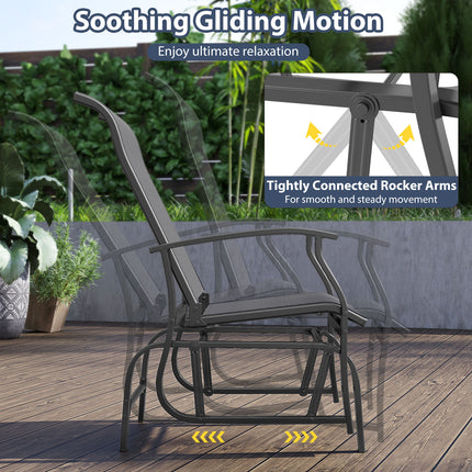 Outdoor Glider Chairs Set of 2 with Ergonomic Backrest and Seat-Gray