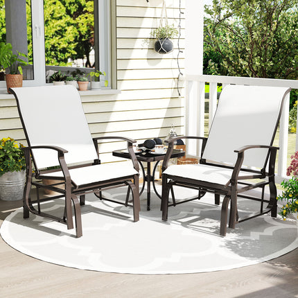 Outdoor Glider Chairs Set of 2 with Ergonomic Backrest and Seat-Beige