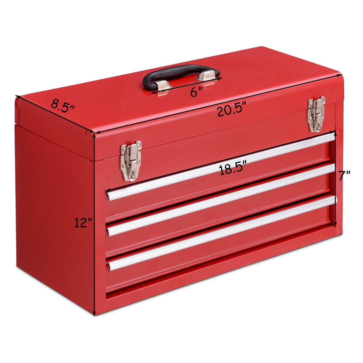 Servante d'atelier portable avec 3 tiroirs - Rouge
