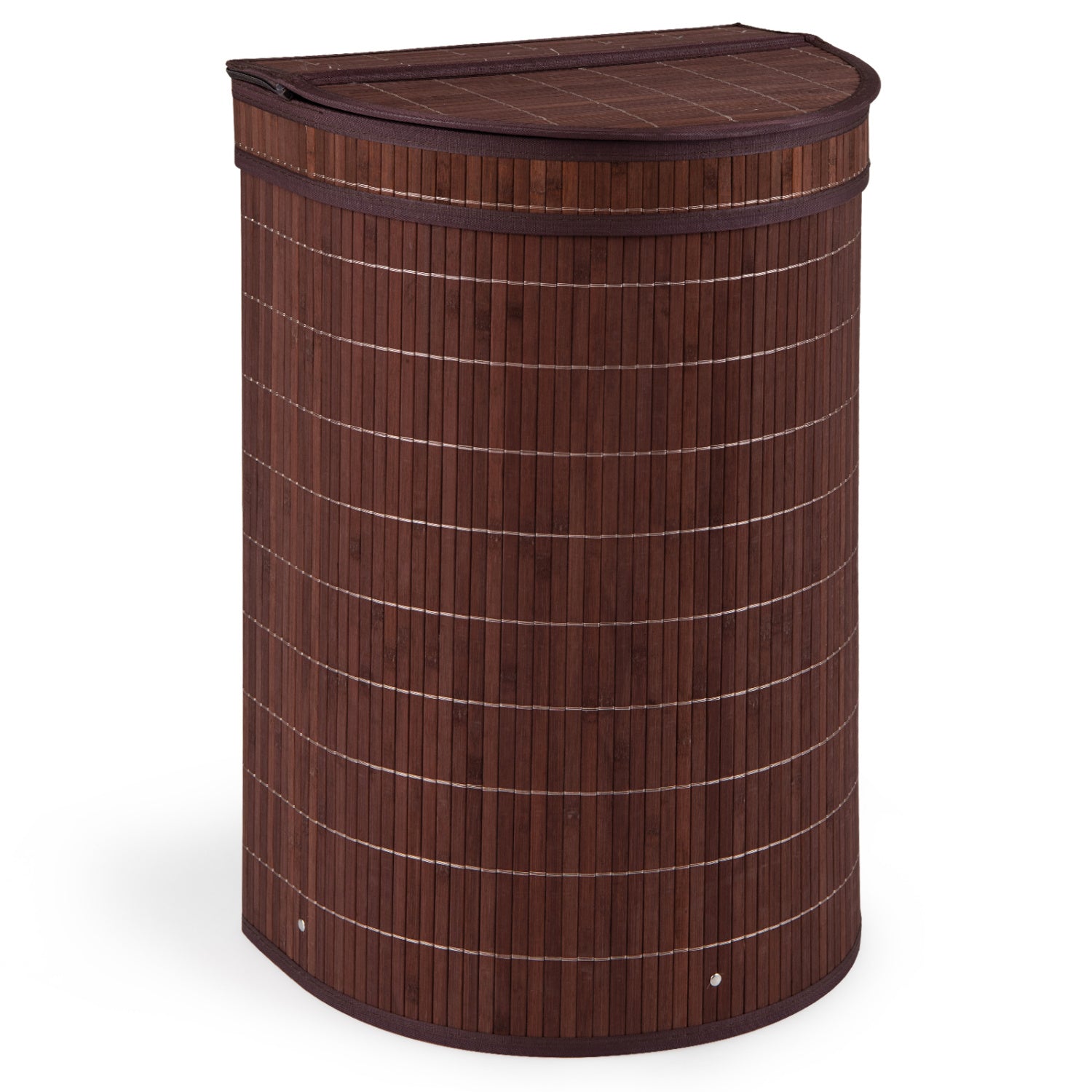 19 Gal Capacity Bamboo Laundry Hamper with Zippered Lid-Brown