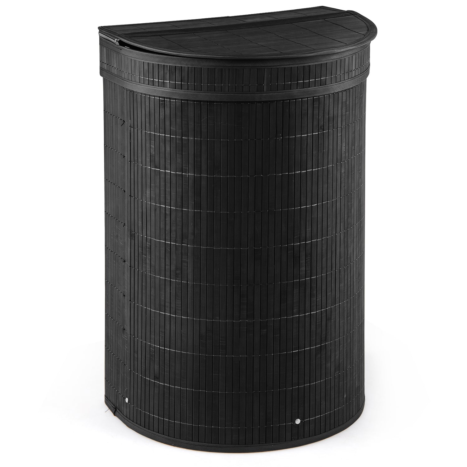 19 Gal Capacity Bamboo Laundry Hamper with Zippered Lid-Black