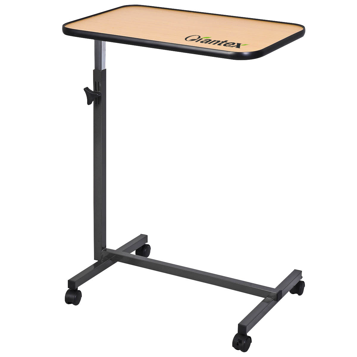 Beige Overbed Rolling Table Food Tray