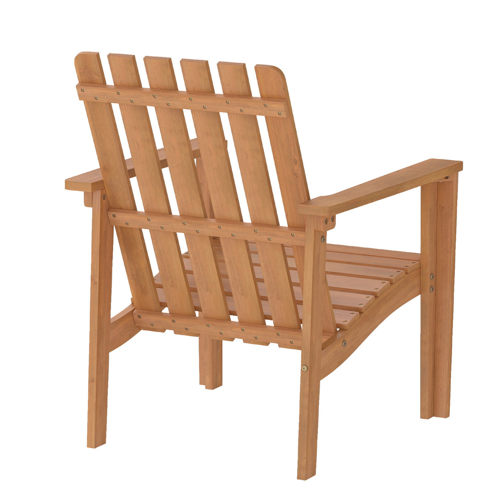 1 Pack Acacia Wood Outdoor Patio Chair with Slatted Backrest and Seat Built-in Armrest