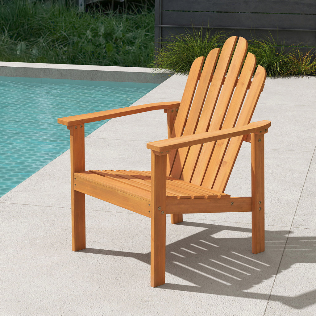 Fauteuils de jardin Adirondack empilables (lot de 1) en bois d'acacia massif pour terrasse