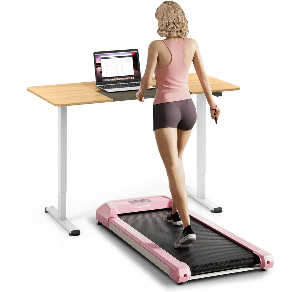 2.25 HP Walking Pad with LED Display and Remote Control-Pink - Pink - Treadmills