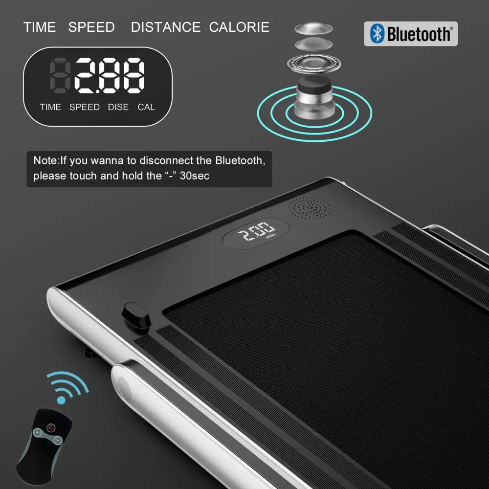 2.25HP 2 in 1 Folding Treadmill with APP Speaker Remote Control-Silver - Silver - Treadmills