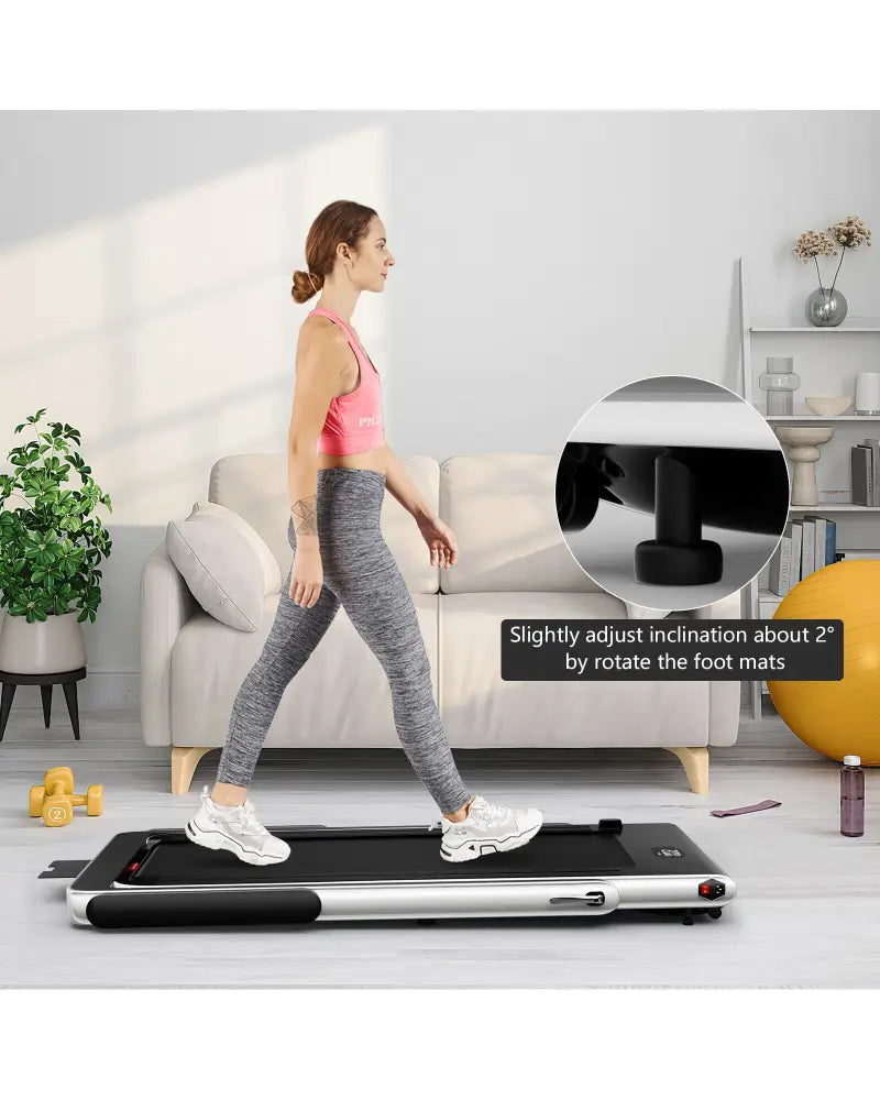 2.25HP 2 in 1 Folding Treadmill with APP Speaker Remote Control-Silver - Silver - Treadmills