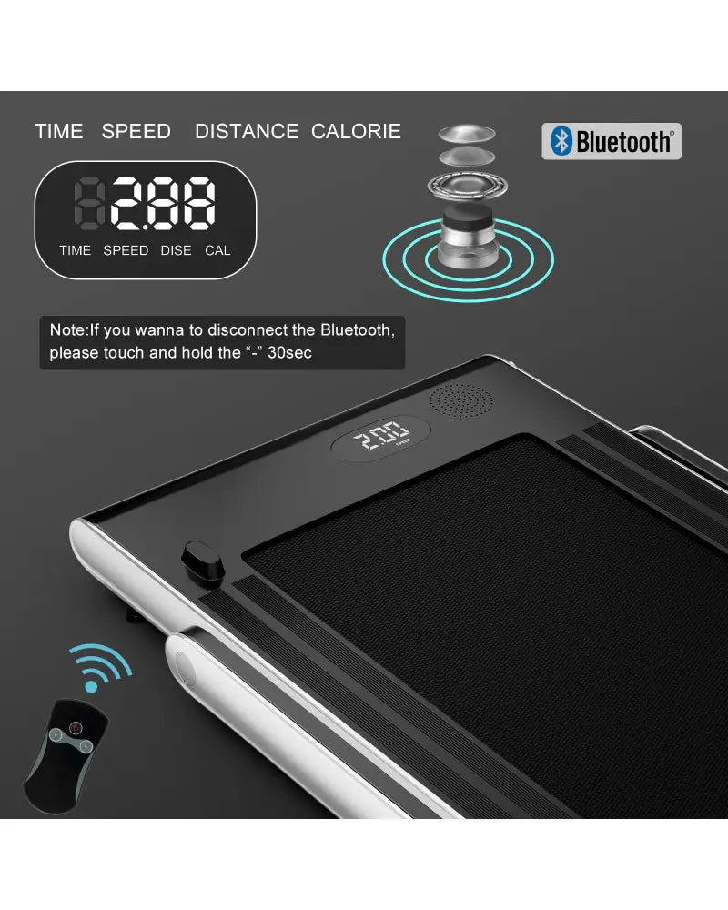 2.25HP 2 in 1 Folding Treadmill with APP Speaker Remote Control-Silver - Silver - Treadmills