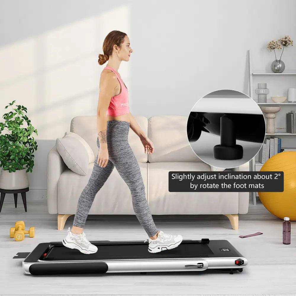 2.25HP 2 in 1 Folding Treadmill with APP Speaker Remote Control-Silver - Silver - Treadmills
