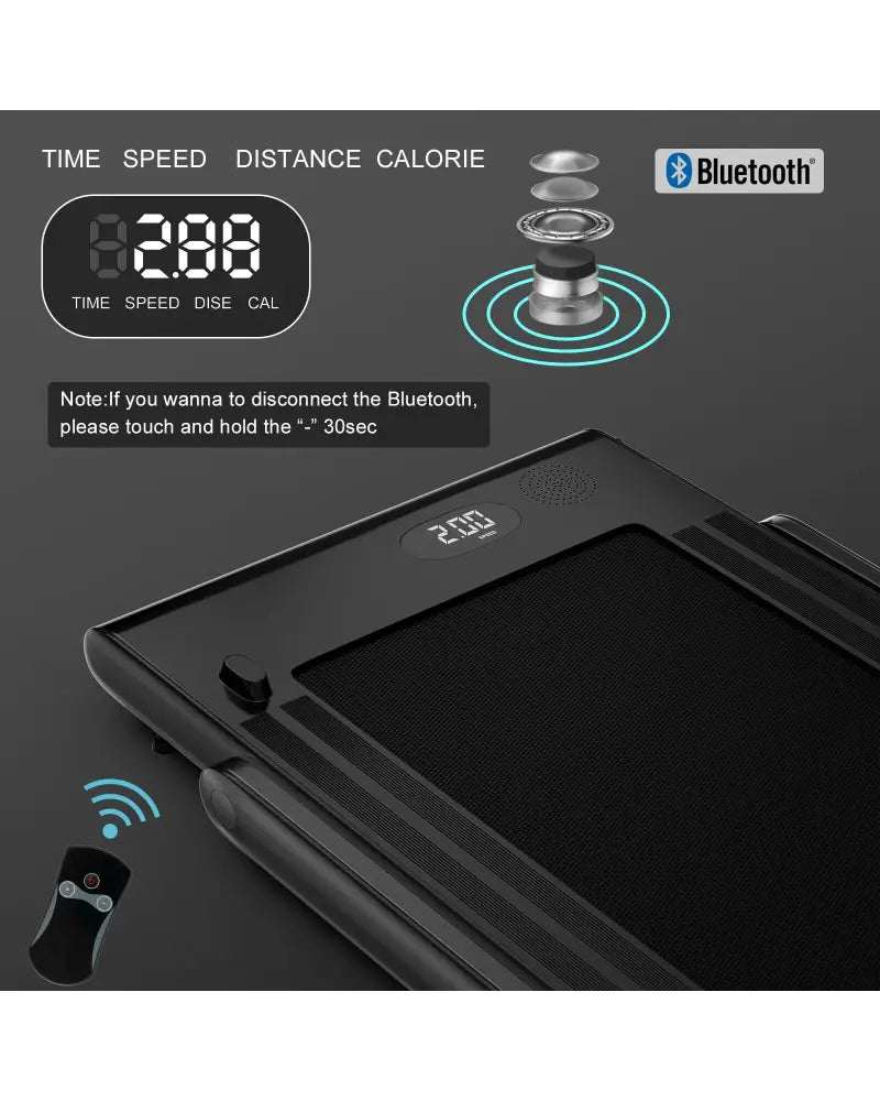 2.25HP 2 in 1 Folding Treadmill with APP Speaker Remote Control-Black - Black - Treadmills