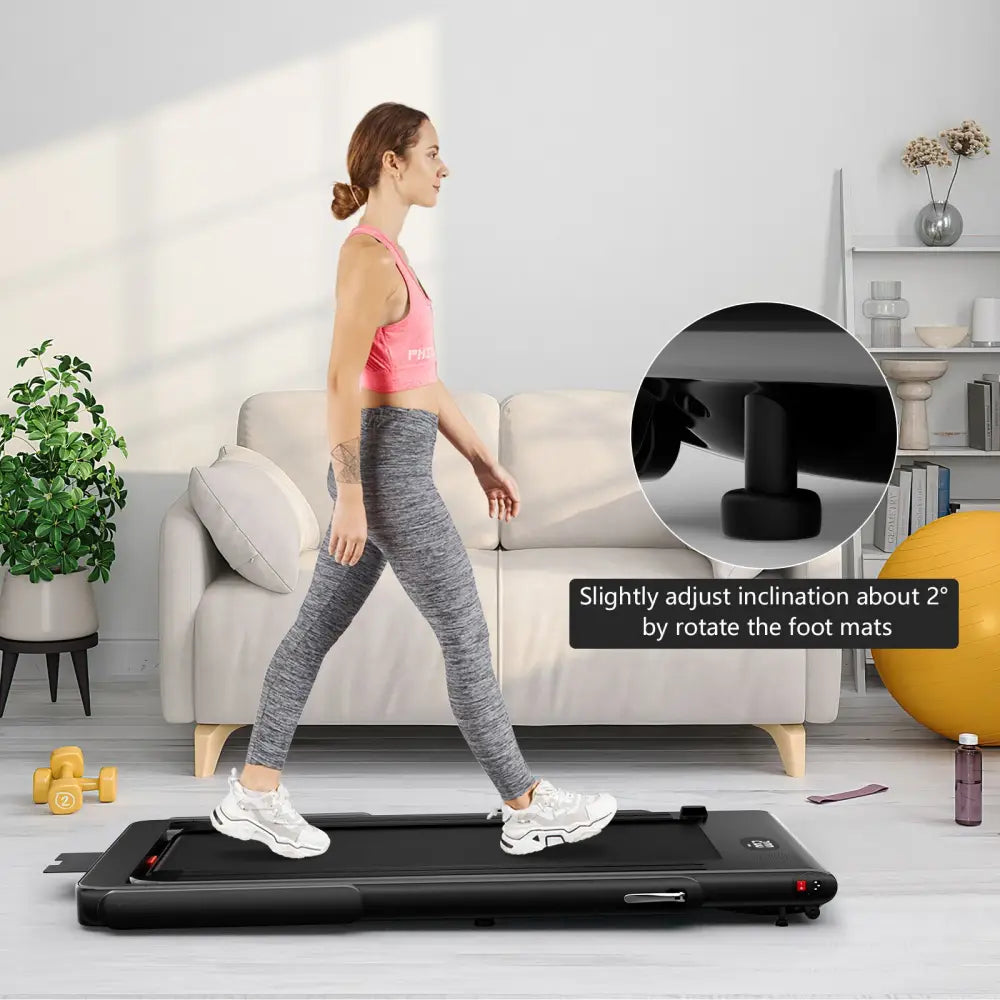 2.25HP 2 in 1 Folding Treadmill with APP Speaker Remote Control-Black - Black - Treadmills