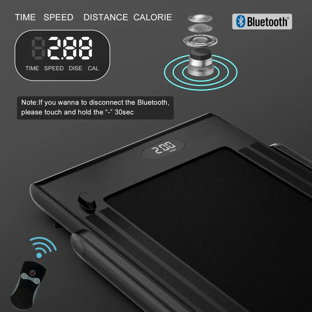2.25HP 2 in 1 Folding Treadmill with APP Speaker Remote Control-Black - Black - Treadmills