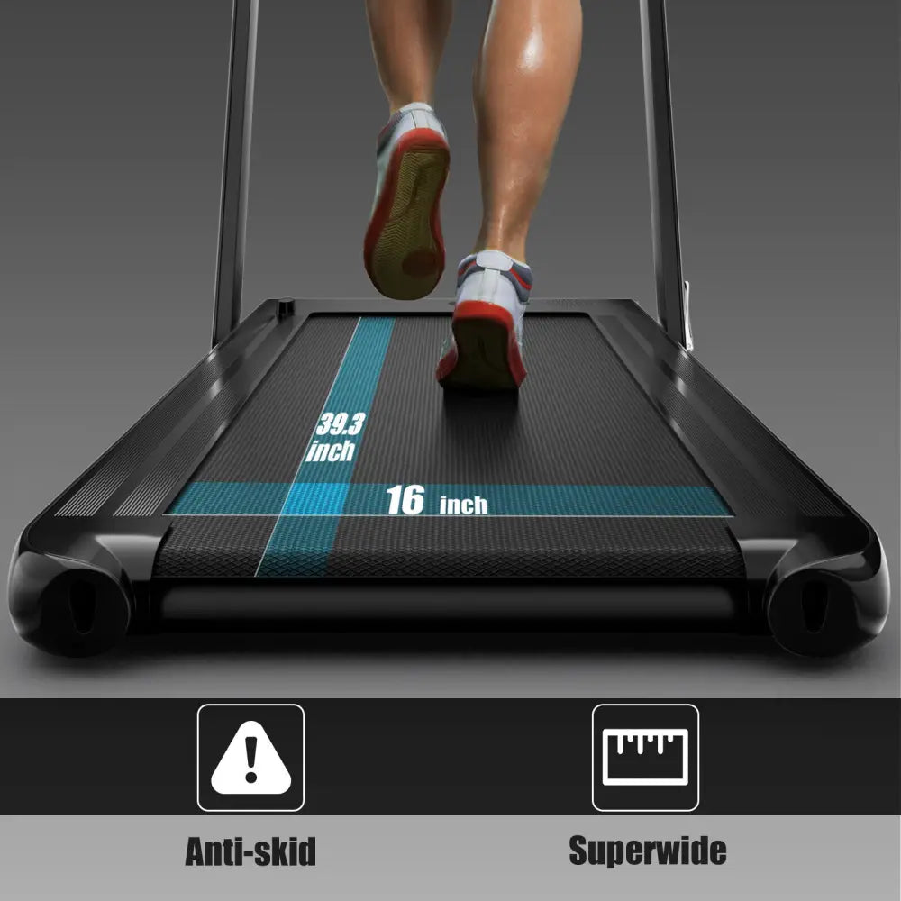2.25HP 2 in 1 Folding Treadmill with APP Speaker Remote Control-Black - Black - Treadmills