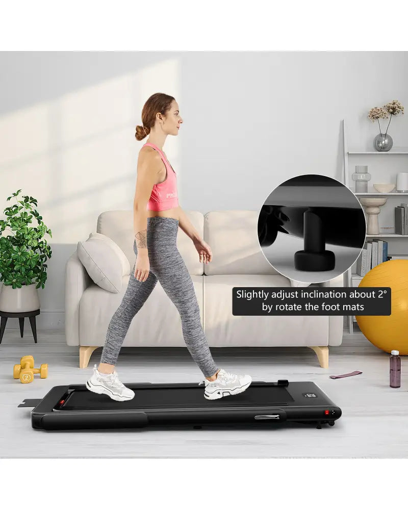 2.25HP 2 in 1 Folding Treadmill with APP Speaker Remote Control-Black - Black - Treadmills