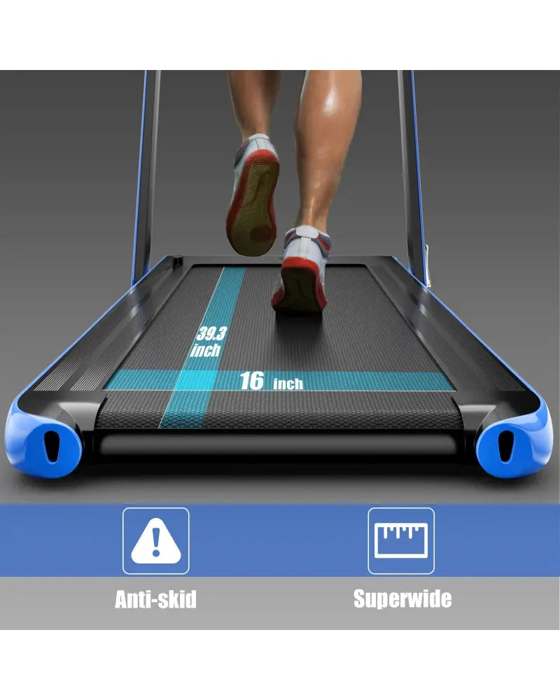 2.25HP 2 in 1 Folding Treadmill with APP Speaker Remote Control-Navy - Navy - Treadmills