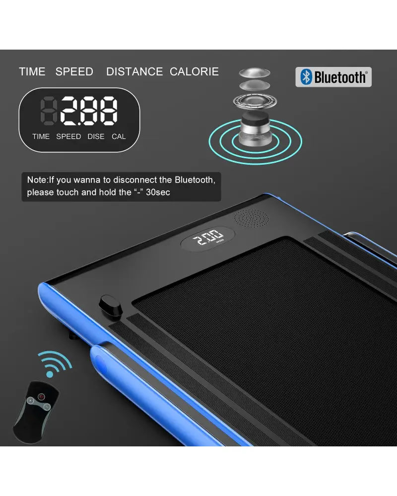 2.25HP 2 in 1 Folding Treadmill with APP Speaker Remote Control-Navy - Navy - Treadmills