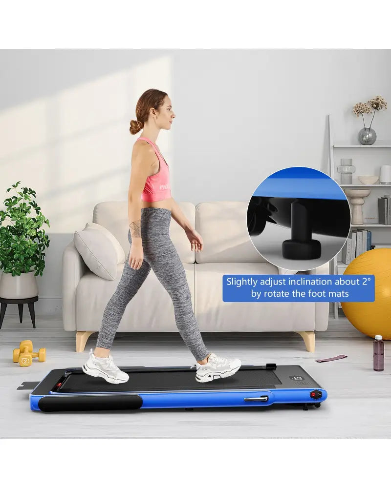 2.25HP 2 in 1 Folding Treadmill with APP Speaker Remote Control-Navy - Navy - Treadmills