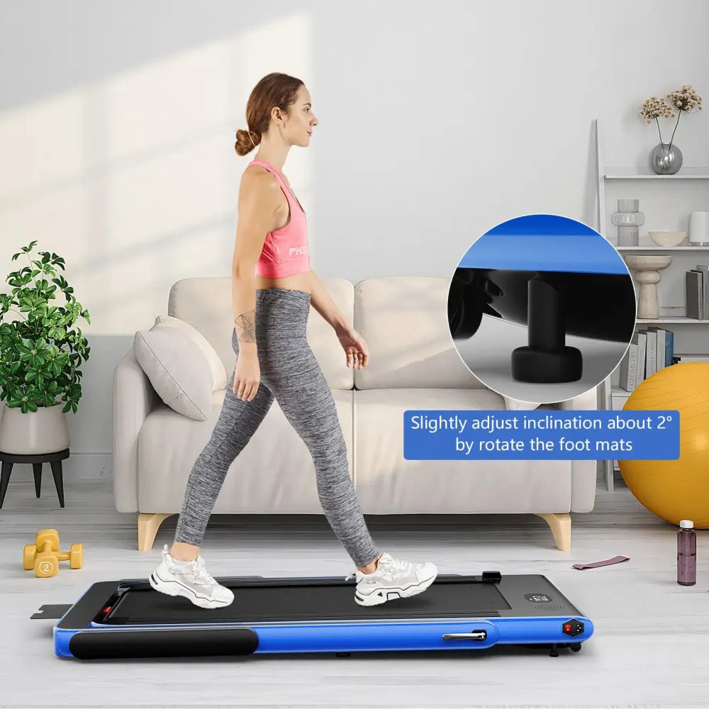 2.25HP 2 in 1 Folding Treadmill with APP Speaker Remote Control-Navy - Navy - Treadmills